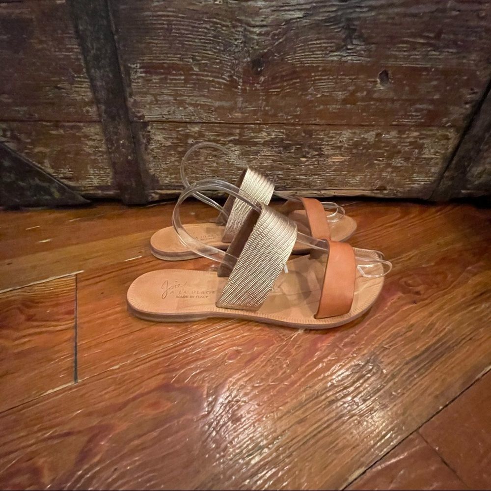 Joie A La Plage Sable in Tan and gold leather double strap sandals 37.5 Italy - Picture 8 of 16